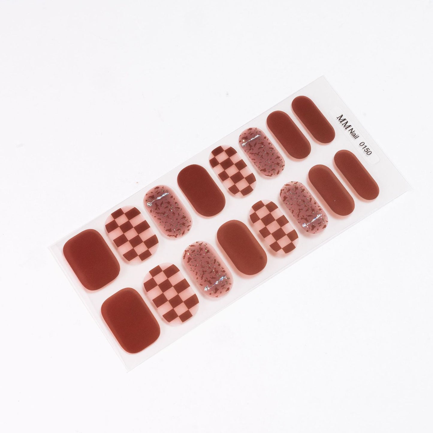 Burgundy Checker Glitz Nail Stickers