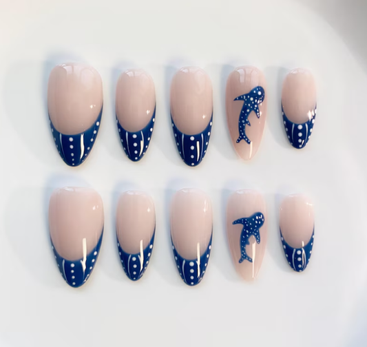 Blue French Tips nails