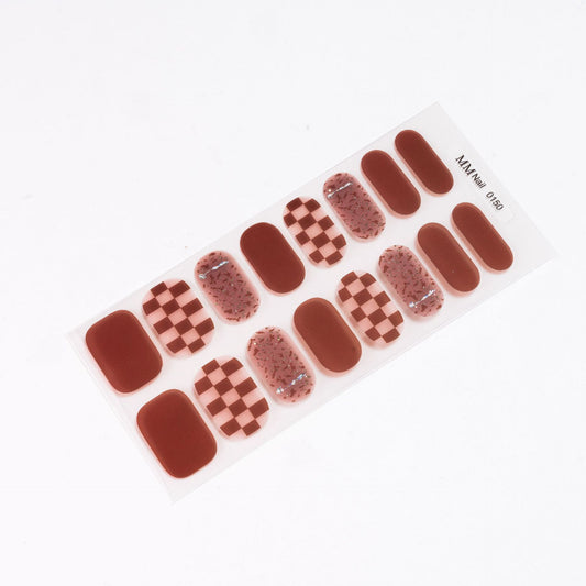 Burgundy Checker Glitz Nail Stickers